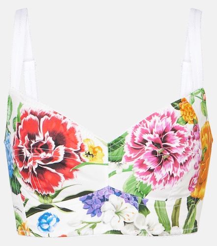 Brassière en coton mélangé à fleurs - Dolce&Gabbana - Modalova