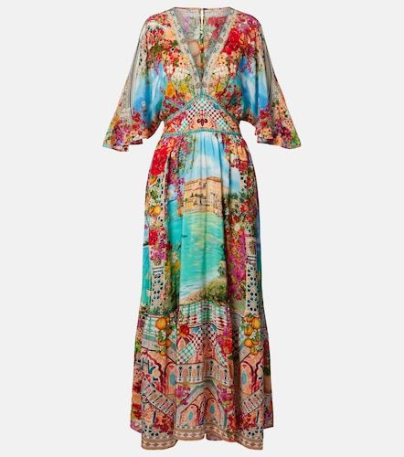 Robe maxi en soie imprimée à ornements - Camilla - Modalova