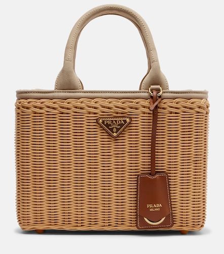 Cabas Medium en osier et toile - Prada - Modalova