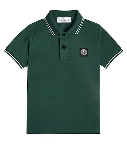 Polo en coton mélangé à logo - Stone Island Junior - Modalova