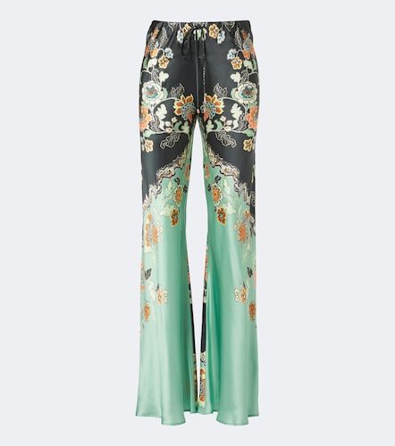 Pantalon évasé en soie à imprimé floral - Roberto Cavalli - Modalova