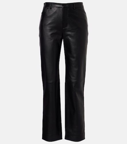 Pantalon droit raccourci en cuir - Vince - Modalova