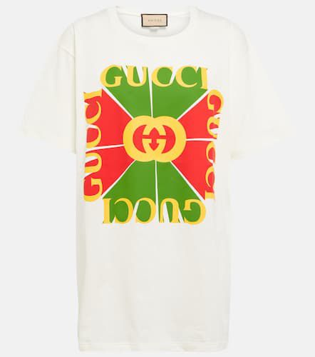T-shirt imprimé en coton à logo - Gucci - Modalova