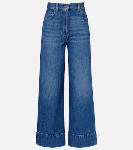 Valentino Jean ample bordé de cuir - Valentino - Modalova
