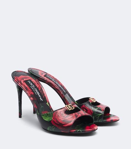 Mules DG en cuir à fleurs - Dolce&Gabbana - Modalova