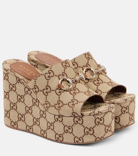 Mules compensées Horsebit en toile GG - Gucci - Modalova
