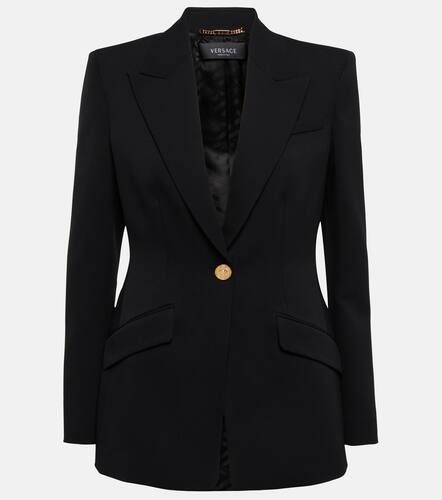 Blazer droit en laine mélangée - Versace - Modalova