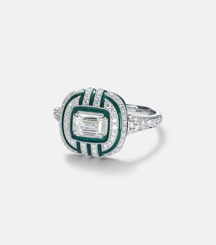 Bague Art Deco en or blanc 18 ct, émail et diamants - Kamyen - Modalova