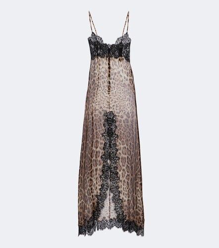 Robe longue en soie mélangée à dentelle - Dolce&Gabbana - Modalova