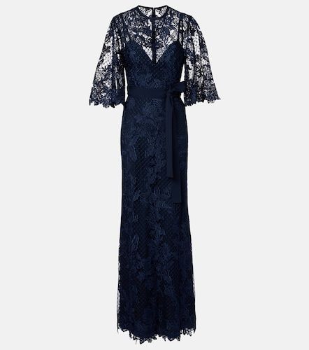 Robe longue brodée en dentelle et tulle - Elie Saab - Modalova
