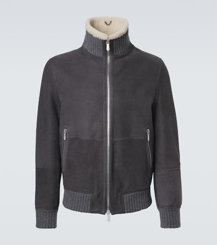 Veste blouson en daim doublée de shearling - Brunello Cucinelli - Modalova