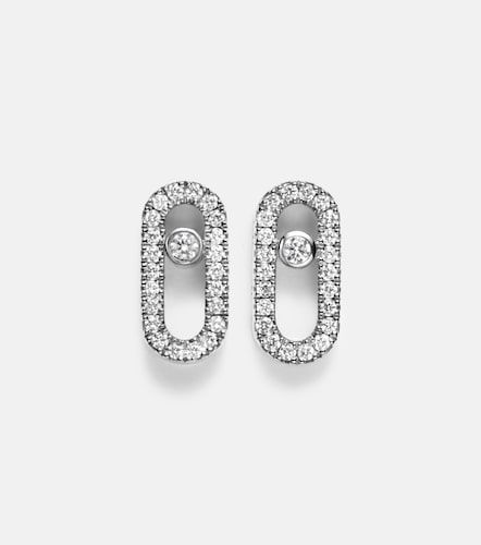 Boucles d'oreilles Move Uno en or blanc 18 ct et diamants - Messika - Modalova