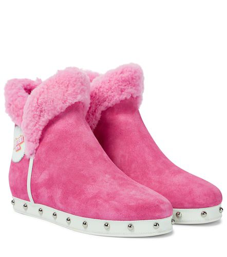 X Barbie® – Bottines Urra en daim et shearling - Balmain - Modalova