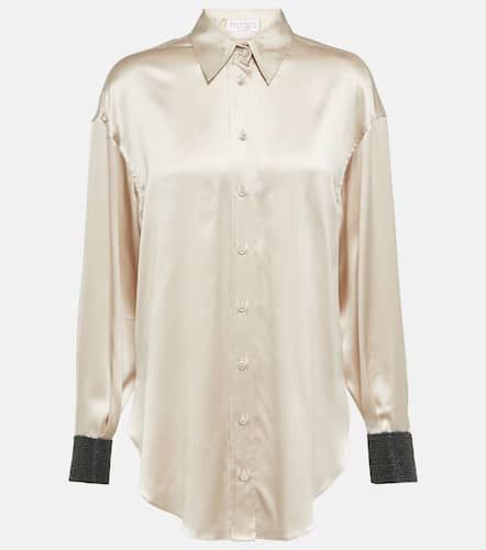 Chemise en satin de soie mélangée - Brunello Cucinelli - Modalova