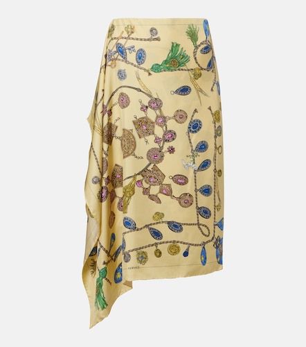 Jupe portefeuille en soie à imprimé - Versace - Modalova