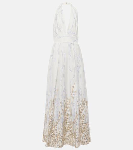 Robe longue brodée en coton mélangé - Elie Saab - Modalova