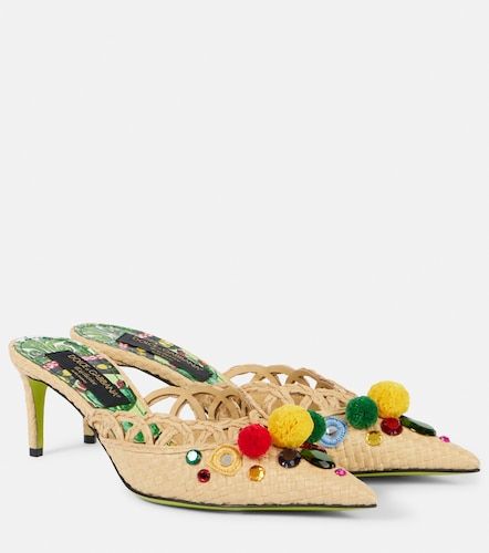 Mules Pointy 60 en raphia à ornements - Dolce&Gabbana - Modalova