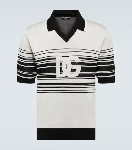 Polo rayé en soie à logo - Dolce&Gabbana - Modalova