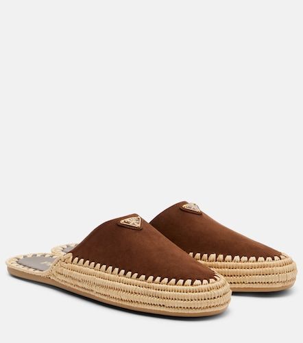 Prada Mules en daim et jute - Prada - Modalova