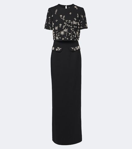 Robe longue en laine mélangée à cristaux - Oscar de la Renta - Modalova