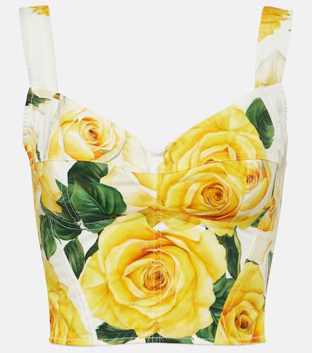 Top en coton mélangé à fleurs - Dolce&Gabbana - Modalova