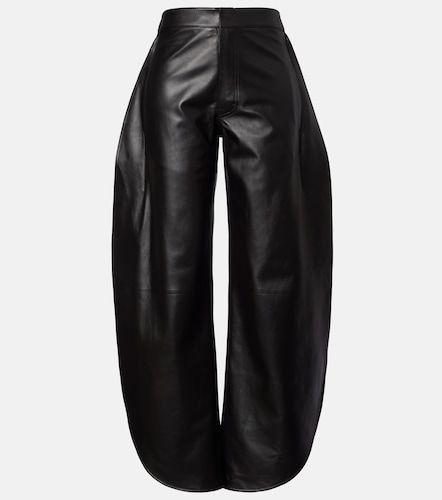 Alaïa Pantalon barrel à taille haute en cuir - Alaia - Modalova