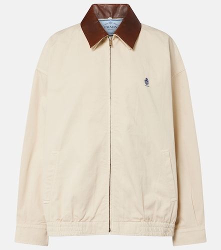 Veste blouson oversize en coton et cuir - Prada - Modalova