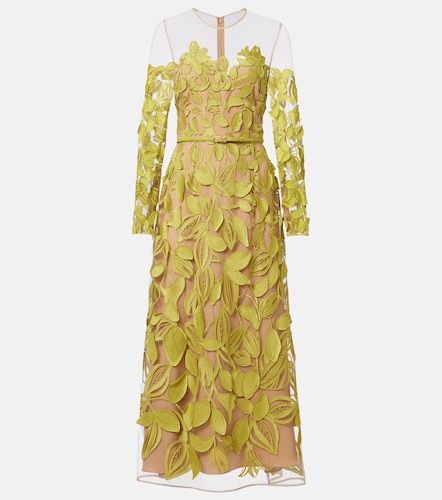 Robe midi brodée en soie mélangée - Elie Saab - Modalova