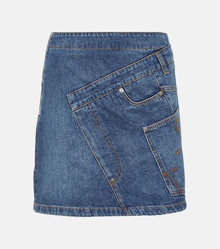 Mini-jupe asymétrique torsadée en denim - JW Anderson - Modalova