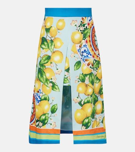 Jupe midi imprimée en coton mélangé - Dolce&Gabbana - Modalova