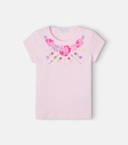 T-shirt en coton mélangé à fleurs - Monnalisa - Modalova