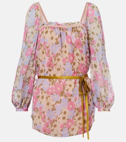 Pantalon droit en soie à fleurs - Valentino - Modalova