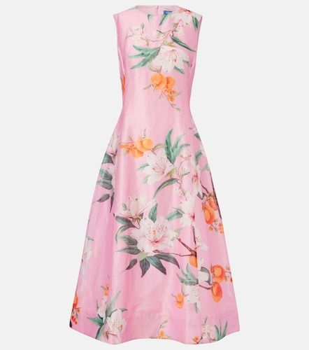 Robe midi Cleo en lin mélangé à fleurs - Leo Lin - Modalova