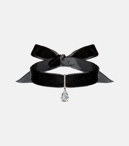 Choker en or 14 ct, velours, topaze et diamants - Mateo - Modalova