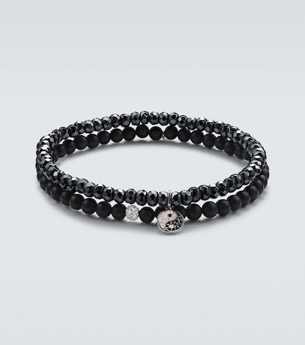 Set de 2 joncs en or blanc 14 ct et diamants - Sydney Evan - Modalova