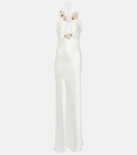 Robe de mariée en soie et dentelle à appliqués floraux - Rodarte - Modalova