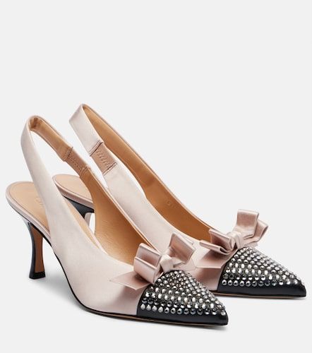 Chloé Escarpins slingback Alba en satin et cuir - Chloe - Modalova