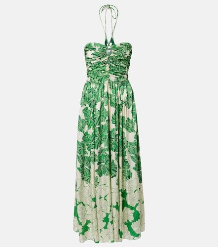 Robe longue Avril en satin à fleurs - Poupette St Barth - Modalova