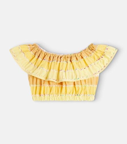 Crop top en coton à rayures et volants - Paade Mode - Modalova