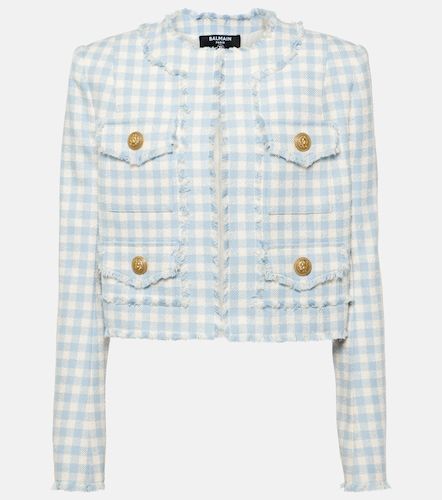 Veste en coton mélangé à carreaux - Balmain - Modalova