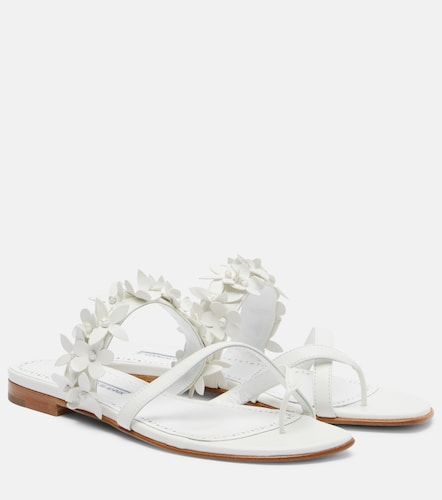 Mules Fiosa en cuir à appliqués floraux - Manolo Blahnik - Modalova
