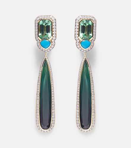 Boucles d'oreilles Quarta en or 18 ct, tourmalines, turquoise et diamants - Marina B - Modalova