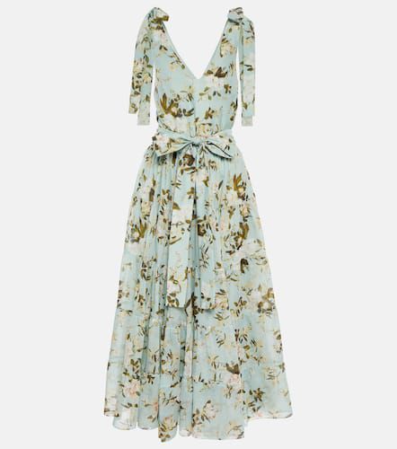 Robe midi Yesenia en coton et soie à fleurs - Erdem - Modalova