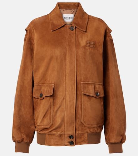 Miu Miu Blouson en daim  logo - Miu Miu - Modalova
