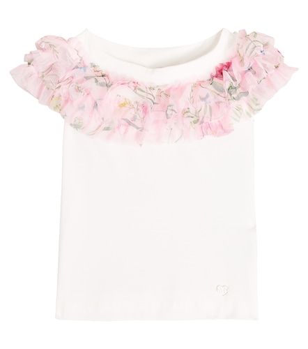 T-shirt en coton mélangé à volants - Monnalisa - Modalova