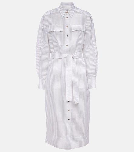 Robe chemise à rayures en coton et soie mélangés - Brunello Cucinelli - Modalova