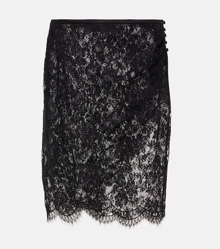 Jupe portefeuille en dentelle de coton mélangé - Saint Laurent - Modalova