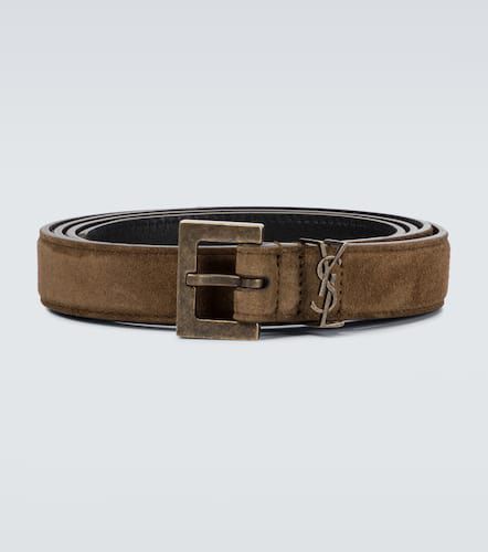 Ceinture en suède à logo - Saint Laurent - Modalova