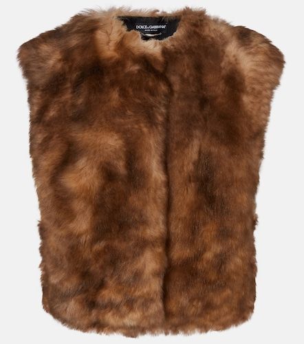 Veste sans manches raccourcie en shearling - Dolce&Gabbana - Modalova