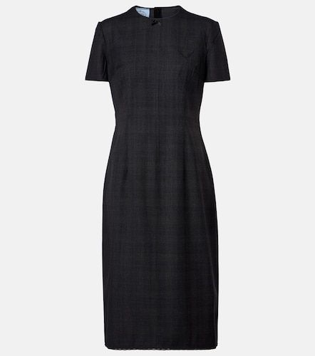 Robe midi en laine vierge à carreaux - Prada - Modalova